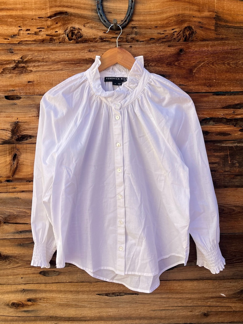 VERONICA BEARD | White Button Down Long Sleeve Blouse M